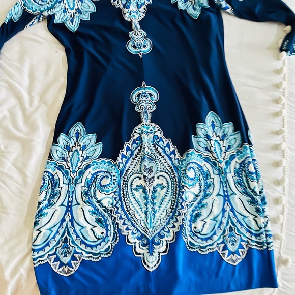 Donna Morgan Dress Blue White Floral - Picture 4 of 5